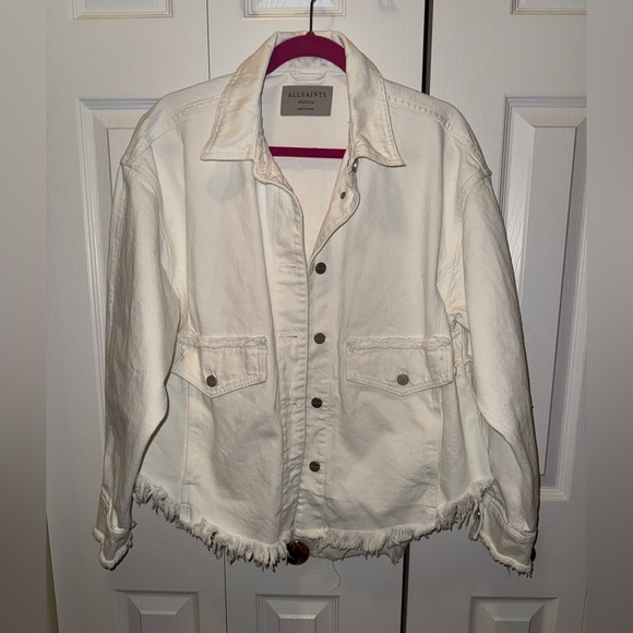 AllSaints Hettie Frayed Hem Denim Jacket - Picture 2 of 4